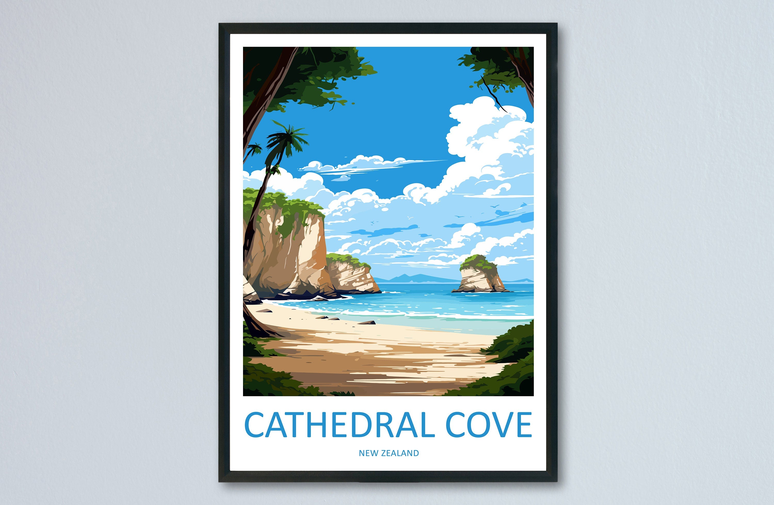 Cathedral Cove Travel Print