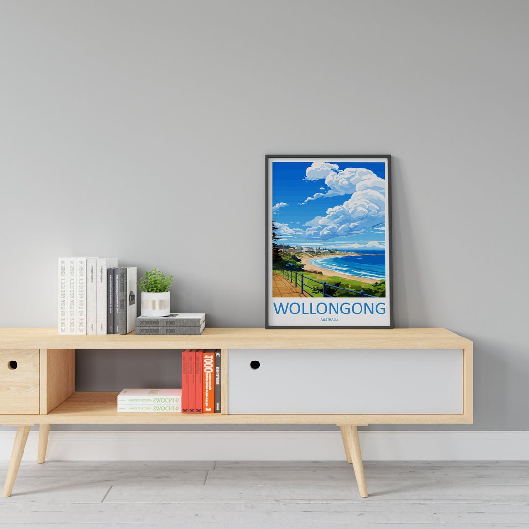 Wollongong Travel Print Wall Art Wollongong Wall Hanging Home Décor Wollongong Gift Art Lovers Wall Art Australia Poster