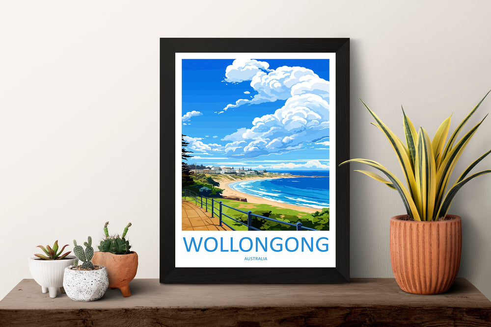Wollongong Travel Print Wall Art Wollongong Wall Hanging Home Décor Wollongong Gift Art Lovers Wall Art Australia Poster
