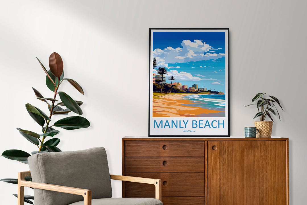 Manly Beach Travel Print Wall Art Manly Beach Wall Hanging Home Décor Manly Beach Gift Art Lovers Australia Art Lover Gift