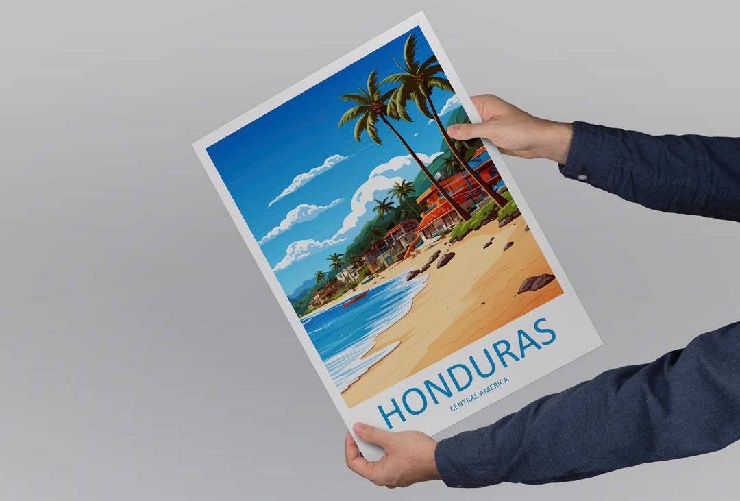 Honduras Travel Print Wall Art Honduras Wall Hanging Home Décor Honduras Gift Art Lovers Wall Art Caribbean Travel Print Poster