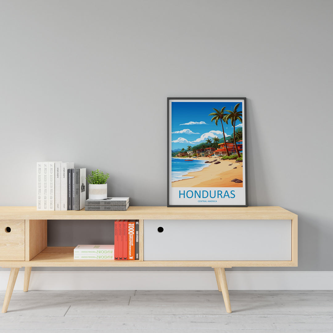 Honduras Travel Print Wall Art Honduras Wall Hanging Home Décor Honduras Gift Art Lovers Wall Art Caribbean Travel Print Poster