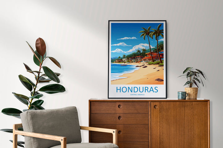 Honduras Travel Print Wall Art Honduras Wall Hanging Home Décor Honduras Gift Art Lovers Wall Art Caribbean Travel Print Poster