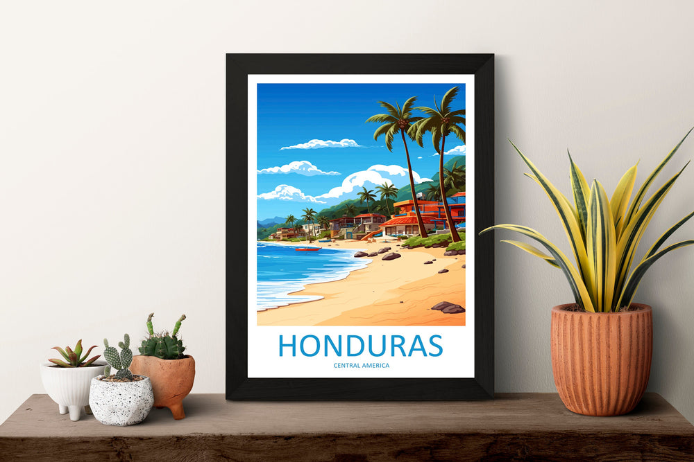 Honduras Travel Print Wall Art Honduras Wall Hanging Home Décor Honduras Gift Art Lovers Wall Art Caribbean Travel Print Poster