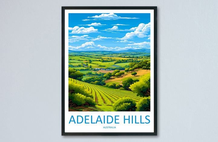 Adelaide Hills Travel Print Wall Art Adelaide Hills Wall Hanging Home Décor Adelaide Hills Gift Art Lovers Wall Art Australia Poster Art