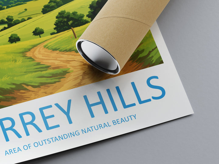 Surrey Hills Travel Print Wall Art Surrey Hills Wall Hanging Home Decor Surrey Hills Gift Art Lovers Wall Art AONB Wall Print AONB Print