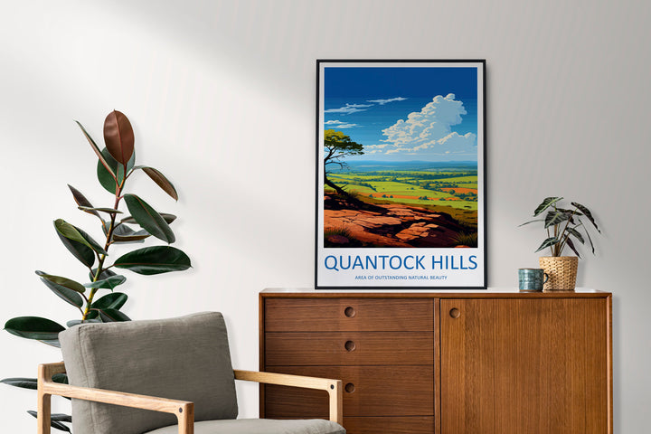 Quantock Hills Travel Print Wall Art Quantock Hills Wall Hanging Home Decor Quantock Hills Gift Art Lovers Wall Art AONB Wall Print