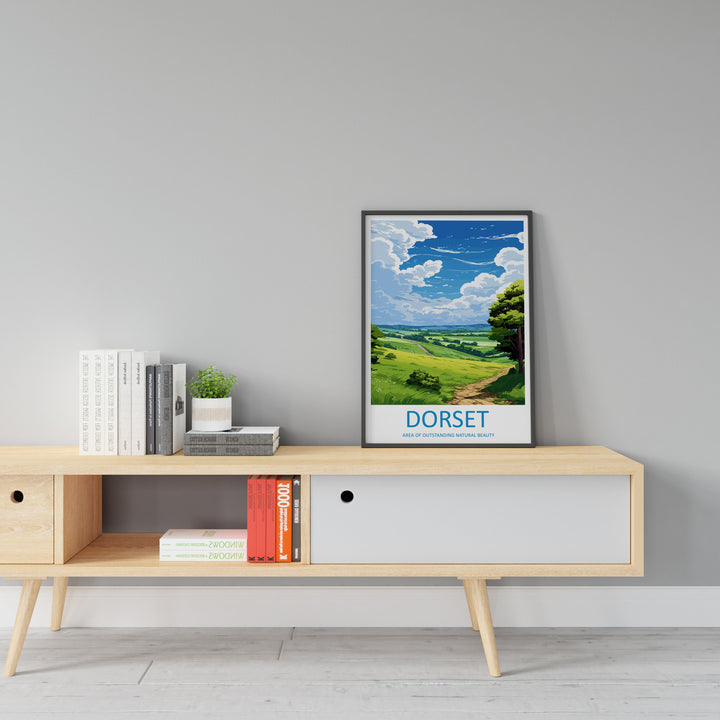 Dorset Travel Print Wall Art Dorset Wall Hanging Home Decor Dorset Gift Art Lovers Wall Art AONB Print