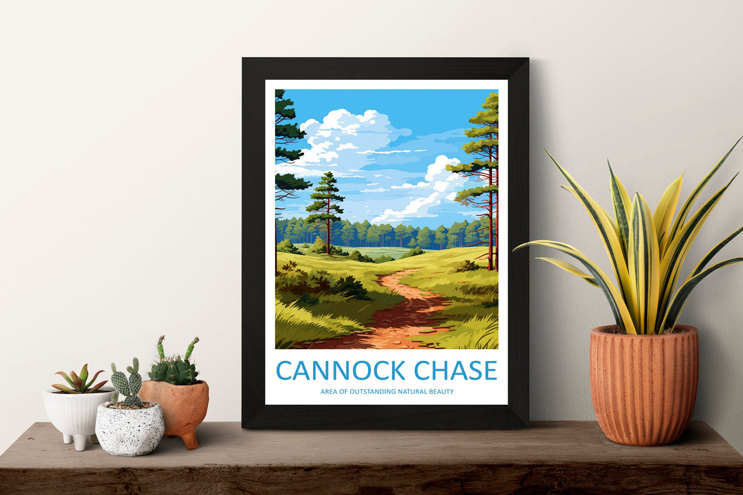 Cannock Chase Travel Print Wall Art Cannock Chase Wall Hanging Home Decor Cannock Chase Gift Art Lovers Wall Art AONB Print