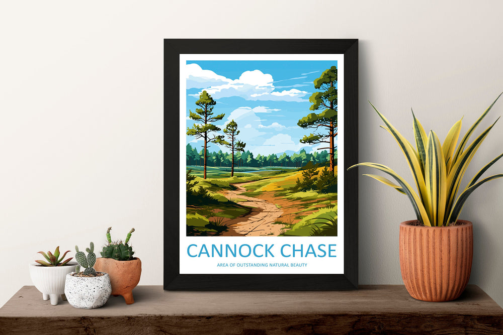 Cannock Chase Travel Print Wall Art Cannock Chase Wall Hanging Home Decor Cannock Chase Gift Art Lovers Wall Art AONB Print