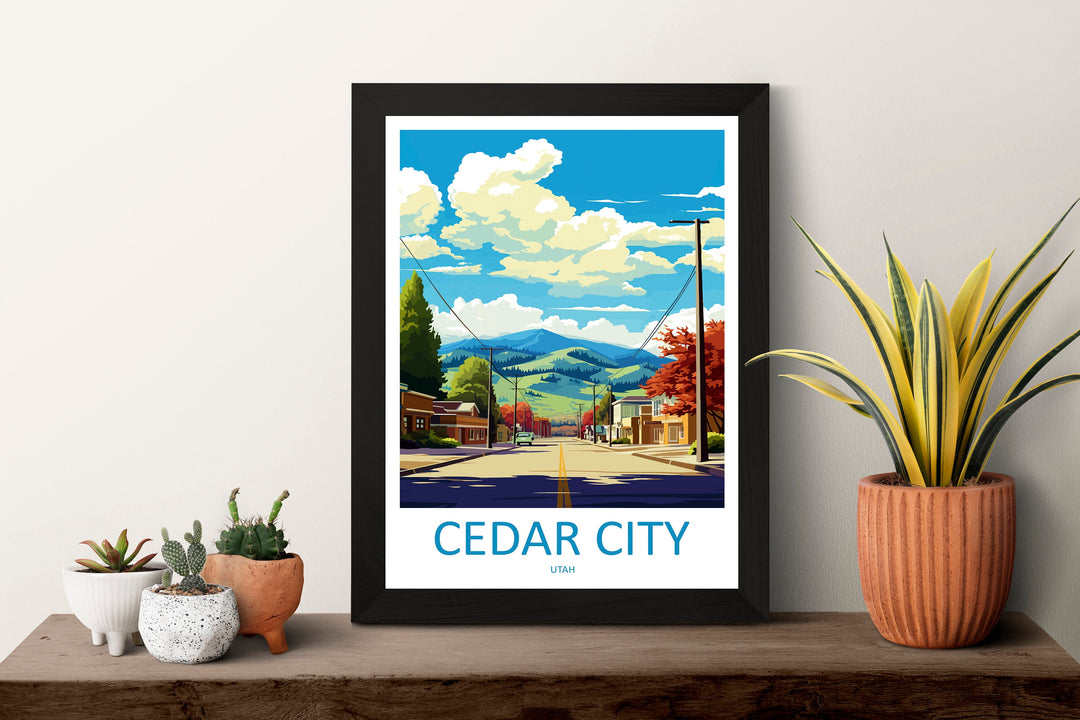 Cedar City Travel Print Wall Art Cedar City Wall Hanging Home Décor Cedar City Art Lovers Utah Art Lover Gift