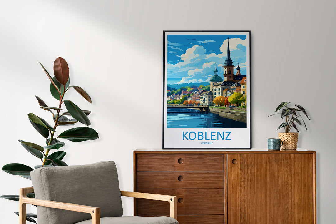 Koblenz Travel Print Wall Art Koblenz Wall Hanging Home Decoration Koblenz Gift Art Lovers Wall Art Print Art Koblenz Germany Poster