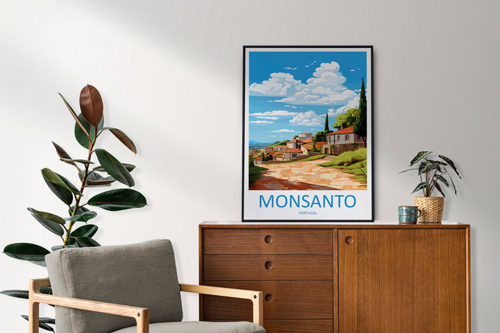 Monsanto Travel Print Wall Art Monsanto Wall Hanging Home Décor Monsanto Gift Art Lovers Portugal Art Lover Gift Monsanto Wall Décor