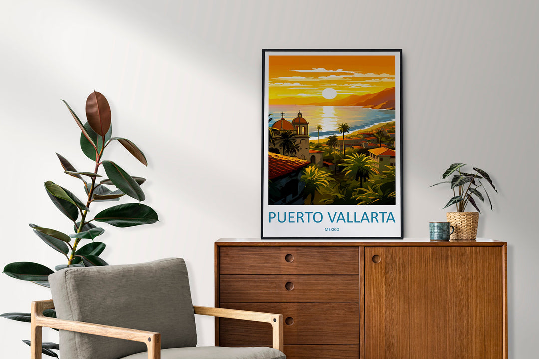 Puerto Vallarta Travel Print Wall Art Puerto Vallarta Wall Hanging Home Decor Puerto Vallarta Gift Art Lovers Wall Art Print Art Mexico Art