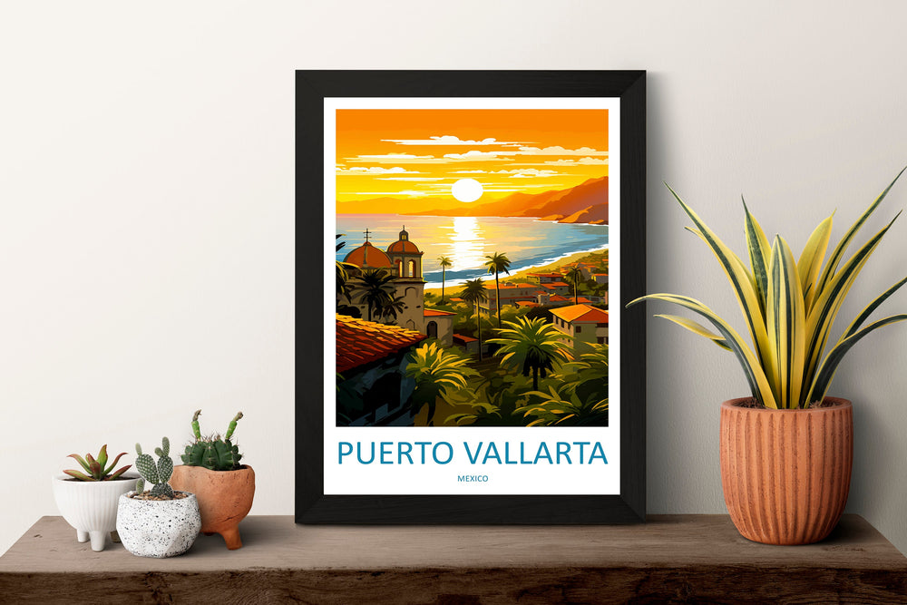 Puerto Vallarta Travel Print Wall Art Puerto Vallarta Wall Hanging Home Decor Puerto Vallarta Gift Art Lovers Wall Art Print Art Mexico Art