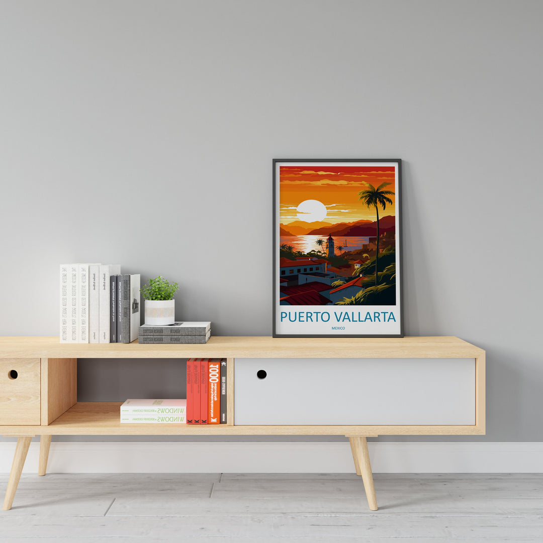 Puerto Vallarta Travel Print Wall Art Puerto Vallarta Wall Hanging Home Decor Puerto Vallarta Gift Art Lovers Wall Art Print Art Mexico Art