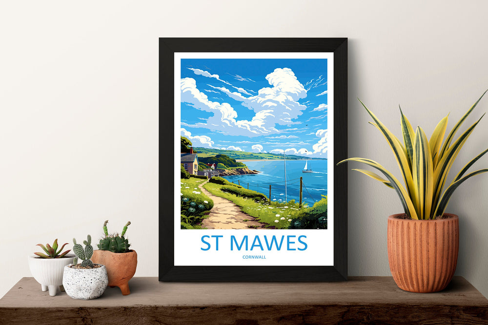 St Mawes Travel Print Wall Art St Michaels Mount Wall Hanging Home Décor St Michaels Mount Gift Art Lovers Cornwall Art Lover Gift