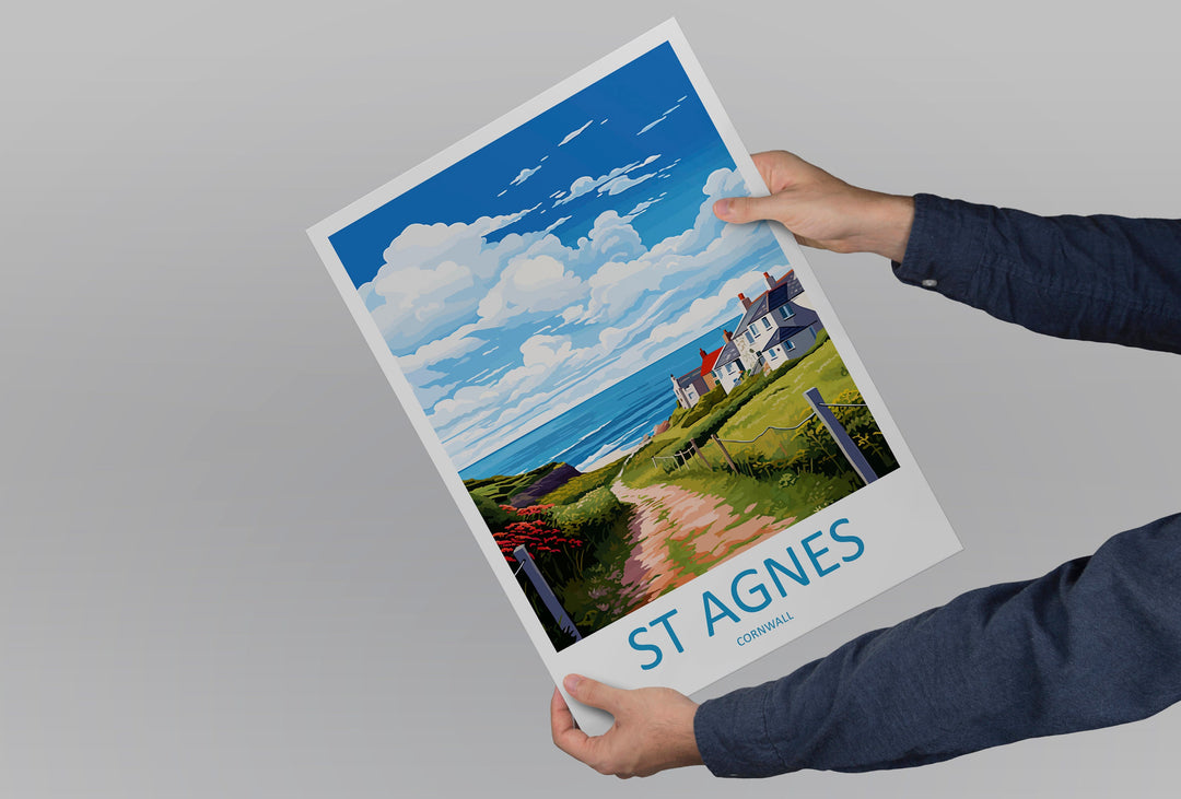 St Agnes Travel Print Wall Art St Agnes Wall Hanging Home Décor St Agnes Gift Art Lovers Cornwall Art Lover Gift