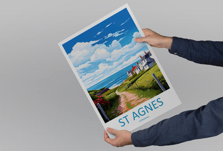 St Agnes Travel Print Wall Art St Agnes Wall Hanging Home Décor St Agnes Gift Art Lovers Cornwall Art Lover Gift