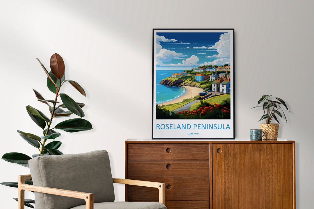 The Roseland Peninsula Travel Print Wall Art Roseland Peninsula Wall Hanging Home Décor Roseland Peninsula Gift Art Lovers Cornwall Art