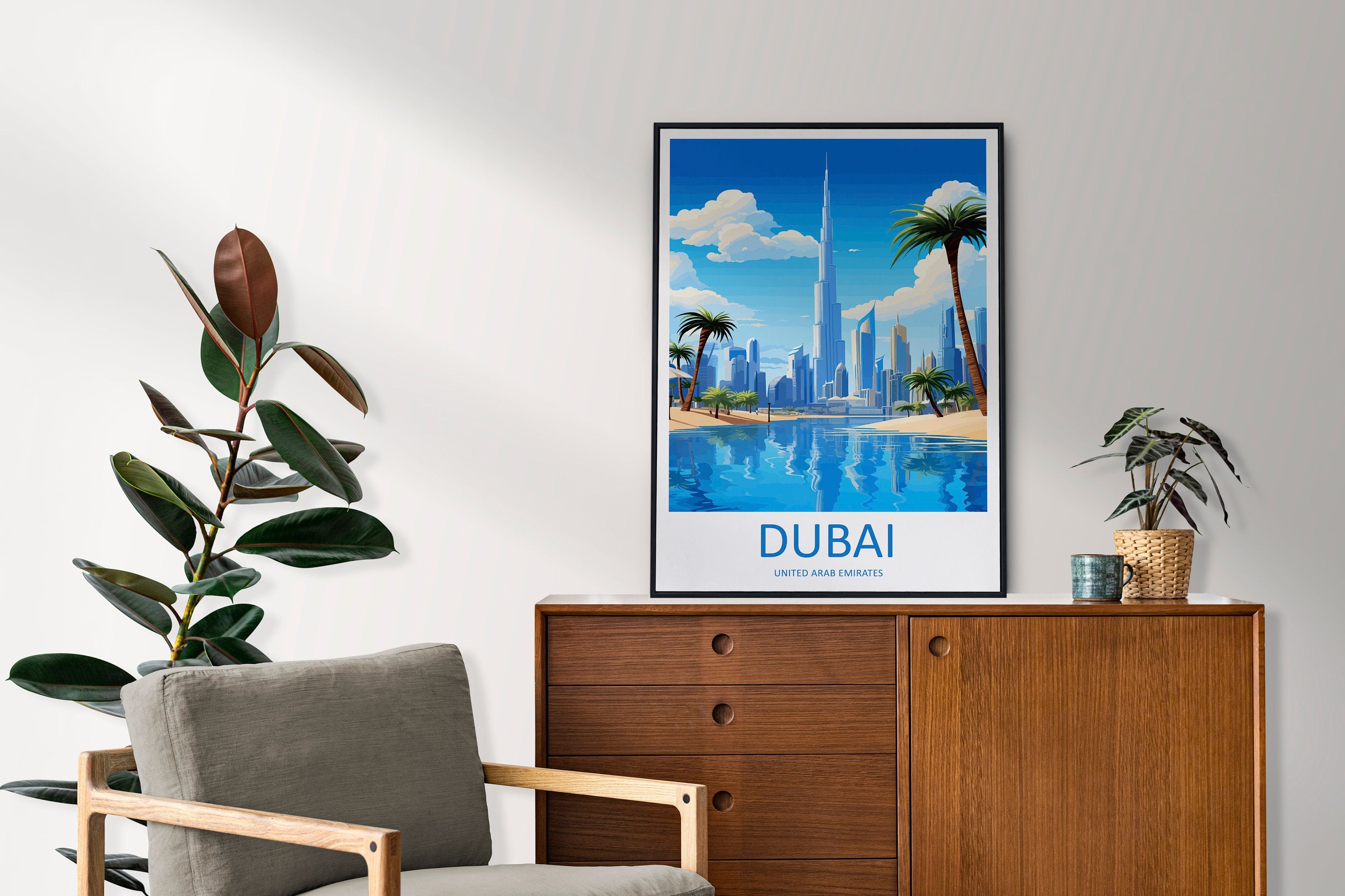 Dubai Travel Print Wall Art Dubai Wall Hanging Home Décor Dubai Gift Art Lovers Wall Art United States Emirates Travel Print Dubai Wall Art