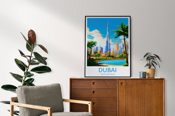 Dubai Travel Print Wall Art Dubai Wall Hanging Home Décor Dubai Gift Art Lovers Wall Art United States Emirates Travel Print Dubai Wall Art