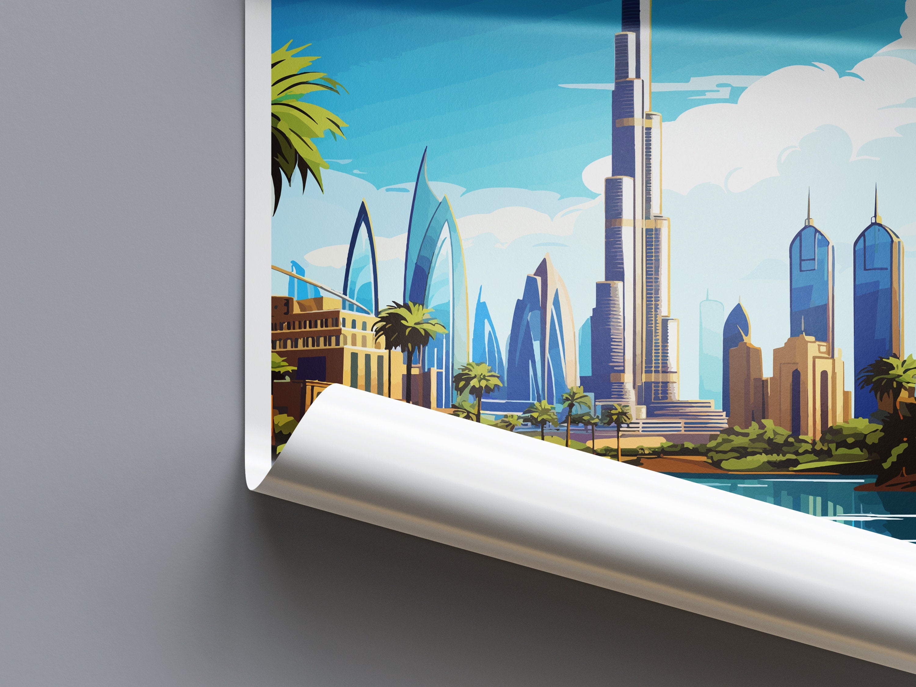 Dubai Travel Print Wall Art Dubai Wall Hanging Home Décor Dubai Gift Art Lovers Wall Art United States Emirates Travel Print Dubai Wall Art