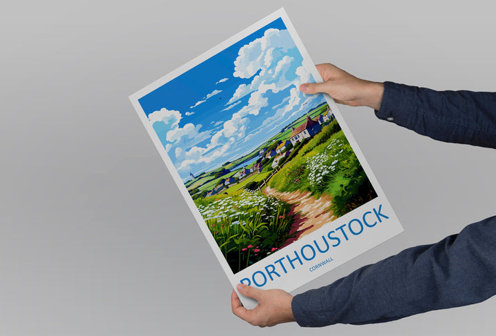 Porthoustock Travel Print Wall Art Porthoustock Wall Hanging Home Décor Porthoustock Gift Art Lovers Cornwall Art Porthoustock Wall Art