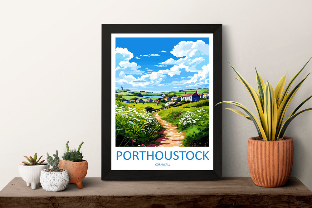 Porthoustock Travel Print Wall Art Porthoustock Wall Hanging Home Décor Porthoustock Gift Art Lovers Cornwall Art Porthoustock Wall Art