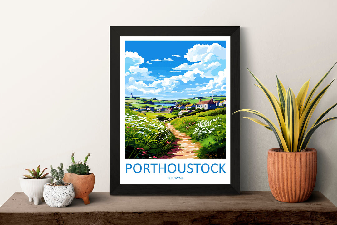 Porthoustock Travel Print Wall Art Porthoustock Wall Hanging Home Décor Porthoustock Gift Art Lovers Cornwall Art Porthoustock Wall Art