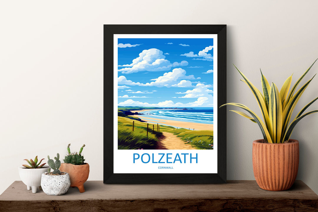 Polzeath Travel Print Wall Art Polzeath Wall Hanging Home Décor Polzeath Gift Art Lovers Cornwall Art Polzeath Wall Art Poster