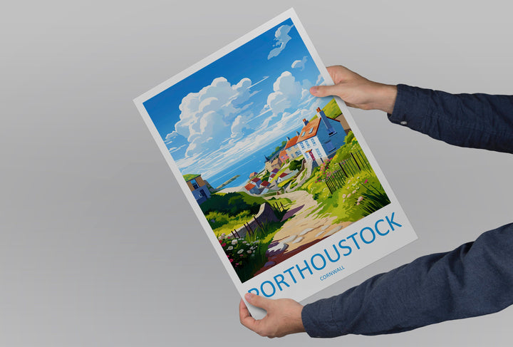 Porthoustock Travel Print Wall Art Porthoustock Wall Hanging Home Décor Porthoustock Gift Art Lovers Cornwall Art Porthoustock Wall Art