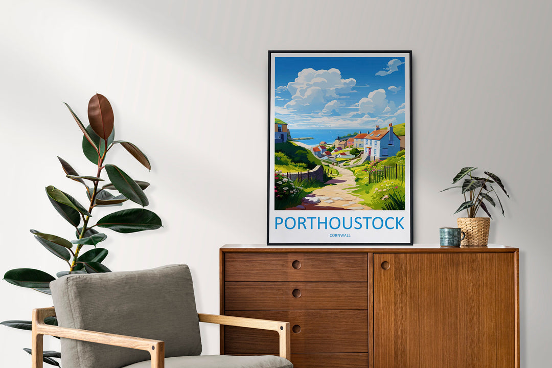 Porthoustock Travel Print Wall Art Porthoustock Wall Hanging Home Décor Porthoustock Gift Art Lovers Cornwall Art Porthoustock Wall Art