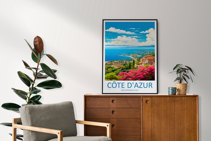 Cote D'azur Travel Print Wall Art Cote D'azur Wall Hanging Home Decor Cote D'azur France Gift Art Lovers Wall Art Print Art Cote D'azur