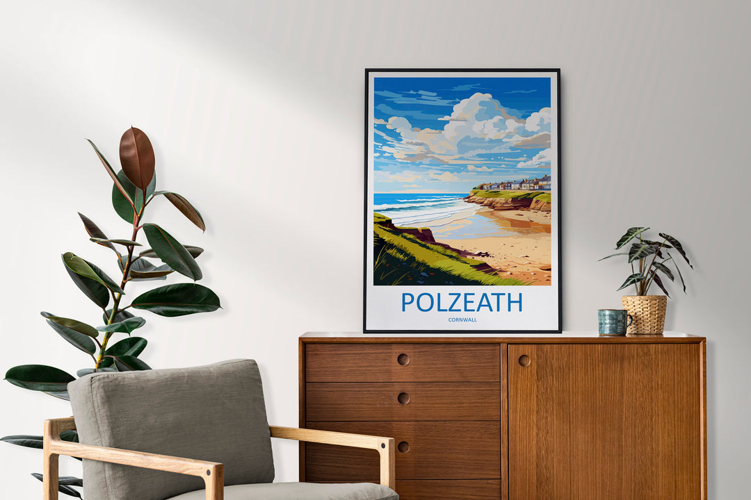 Polzeath Travel Print Wall Art Polzeath Wall Hanging Home Décor Polzeath Gift Art Lovers Cornwall Art Polzeath Gift