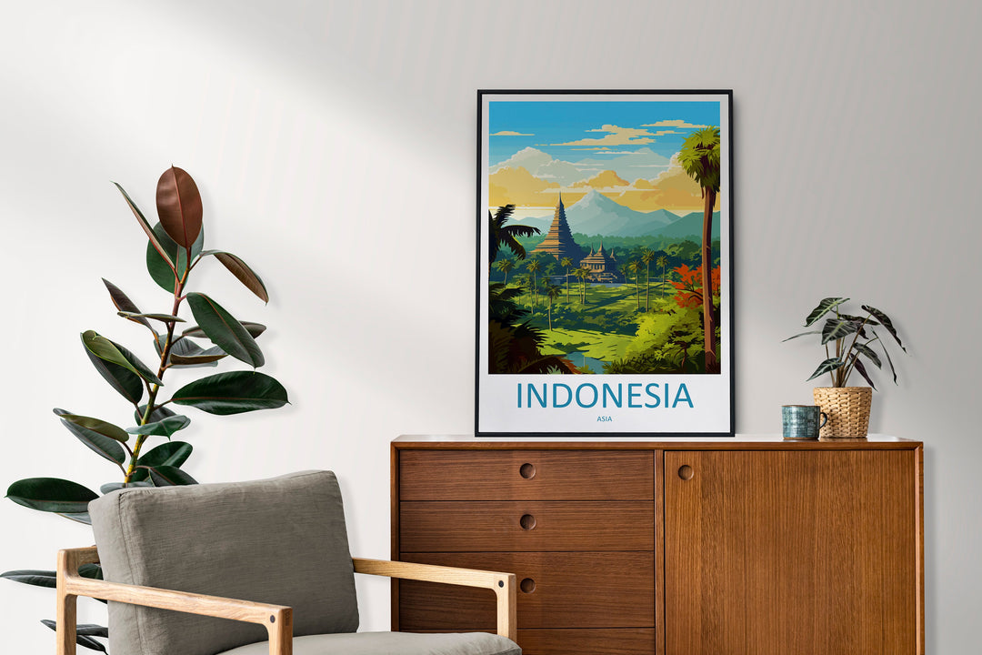 Indonesia Travel Print Wall Art Indonesia Wall Hanging Home Décor Indonesia Gift Art Lovers Indonesia Art Lover Gift Travel Art Poster