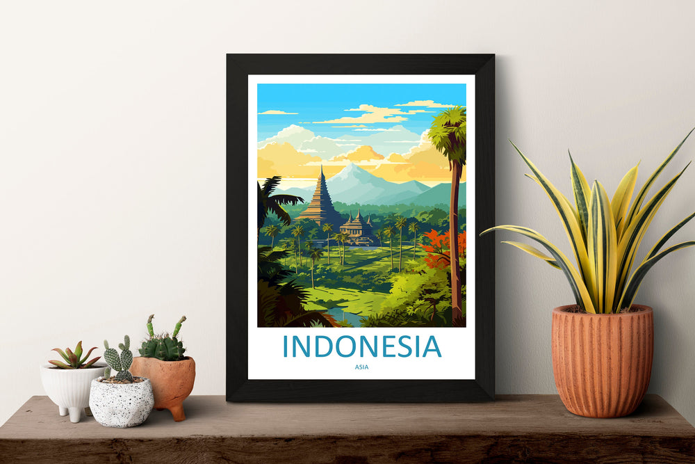 Indonesia Travel Print Wall Art Indonesia Wall Hanging Home Décor Indonesia Gift Art Lovers Indonesia Art Lover Gift Travel Art Poster