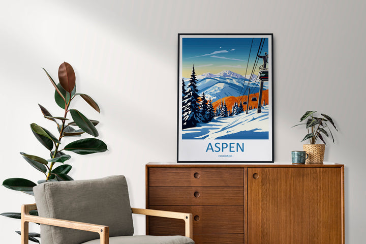 Aspen Travel Print Wall Art Aspen Wall Hanging Home Décor Aspen Gift Art Lovers Ski Art Lover Gift Aspen Print Skiing Aspen Ski Art Poster