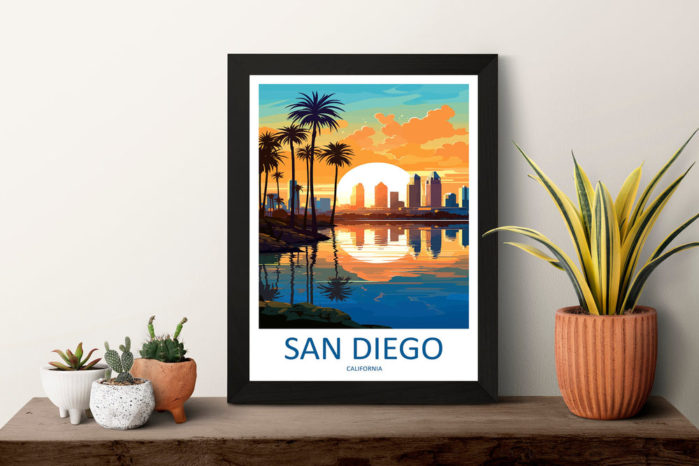 San Diego Travel Print Wall Art San Diego Wall Hanging Home Décor San Diego Gift Art Lovers California Art Lover Gift San Diego Poster