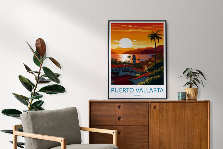 Puerto Vallarta Travel Print Wall Art Puerto Vallarta Wall Hanging Home Decor Puerto Vallarta Gift Art Lovers Wall Art Print Art Mexico Art