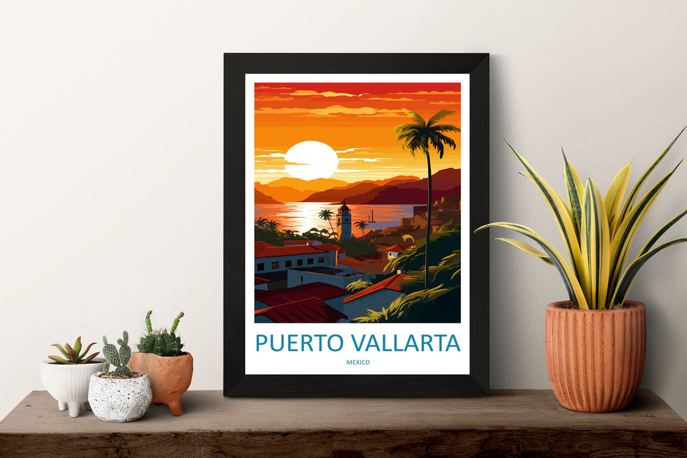 Puerto Vallarta Travel Print Wall Art Puerto Vallarta Wall Hanging Home Decor Puerto Vallarta Gift Art Lovers Wall Art Print Art Mexico Art