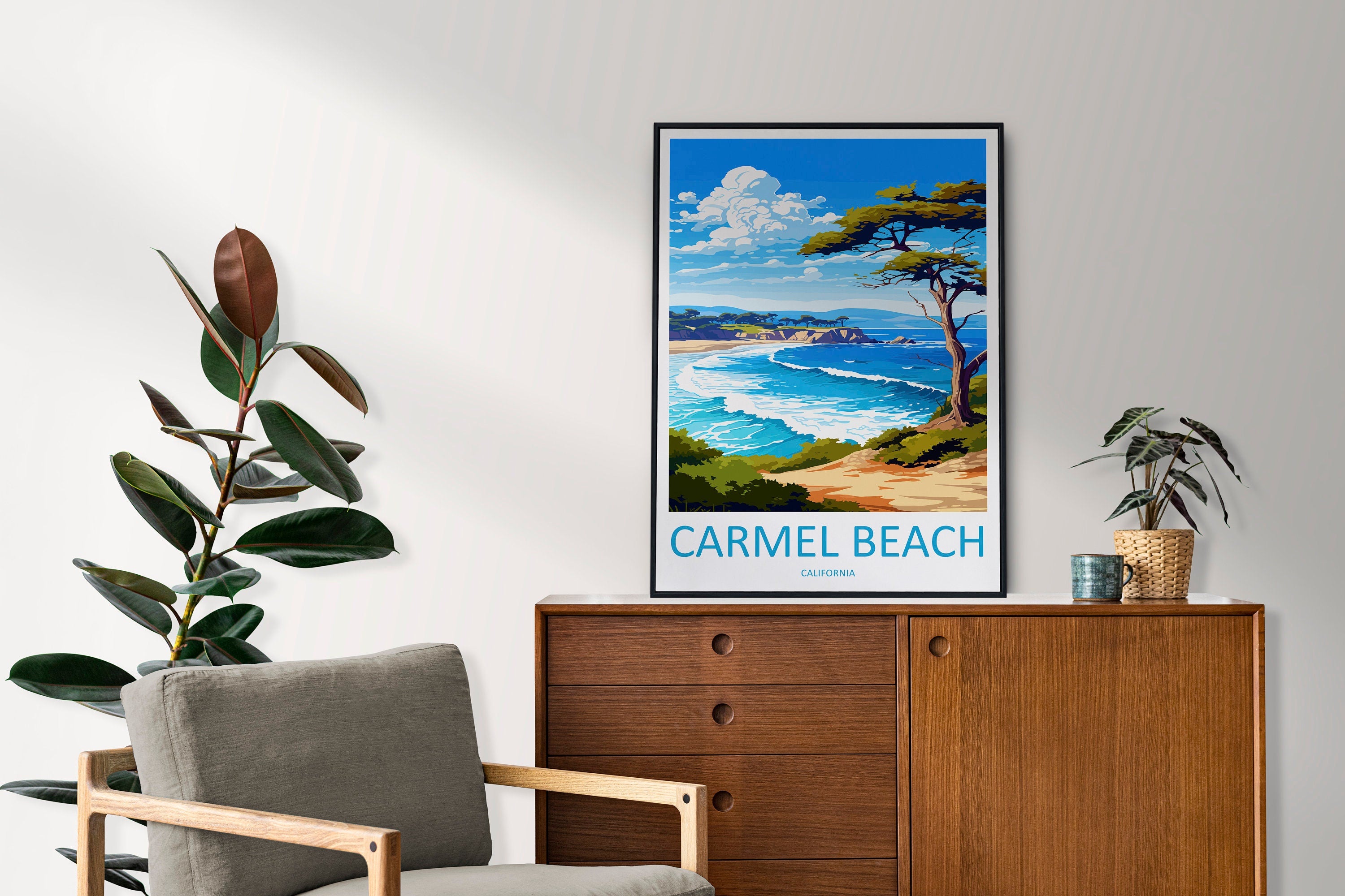 Carmel Beach Travel Print