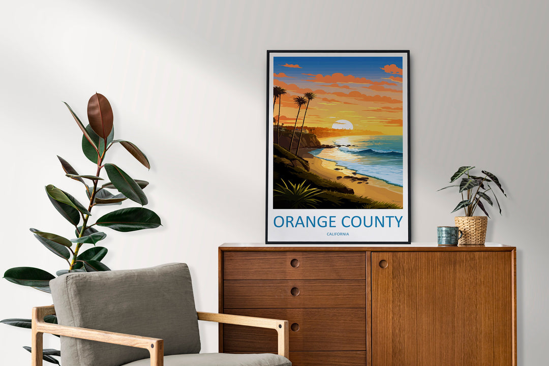 Orange County Travel Print Wall Art Orange County Wall Hanging Home Décor Orange County Gift Art Lovers California Art Lover Gift