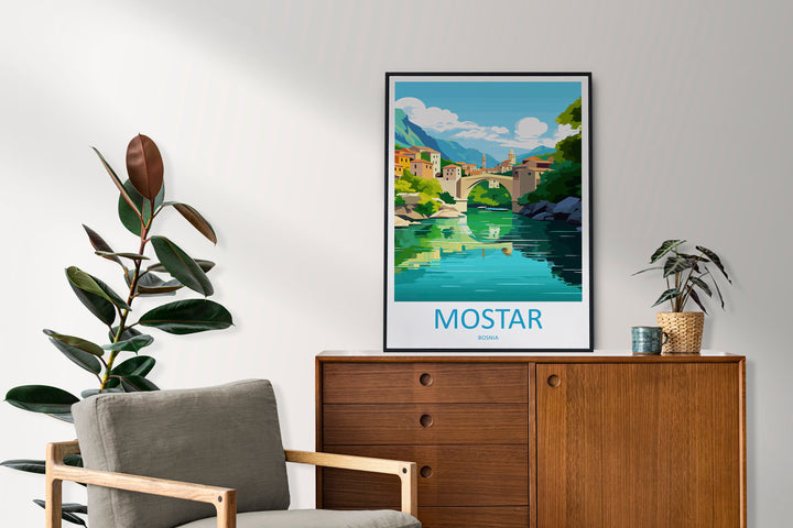 Mostar Travel Print Mostar Bosnia Home Décor Mostar Art Print Herzegovina City Room Print For Stari Most Bridge Koski Mehmed-Pasha Gift Art