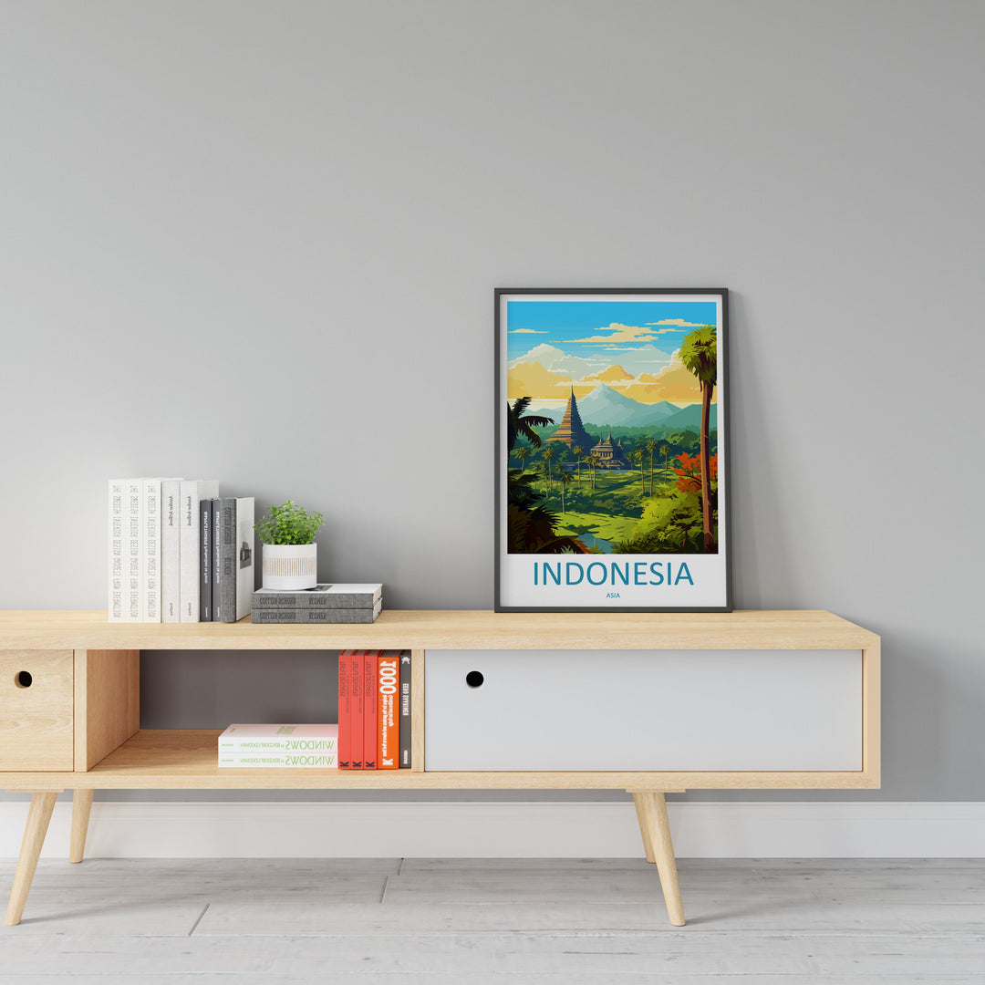 Indonesia Travel Print Wall Art Indonesia Wall Hanging Home Décor Indonesia Gift Art Lovers Indonesia Art Lover Gift Travel Art Poster