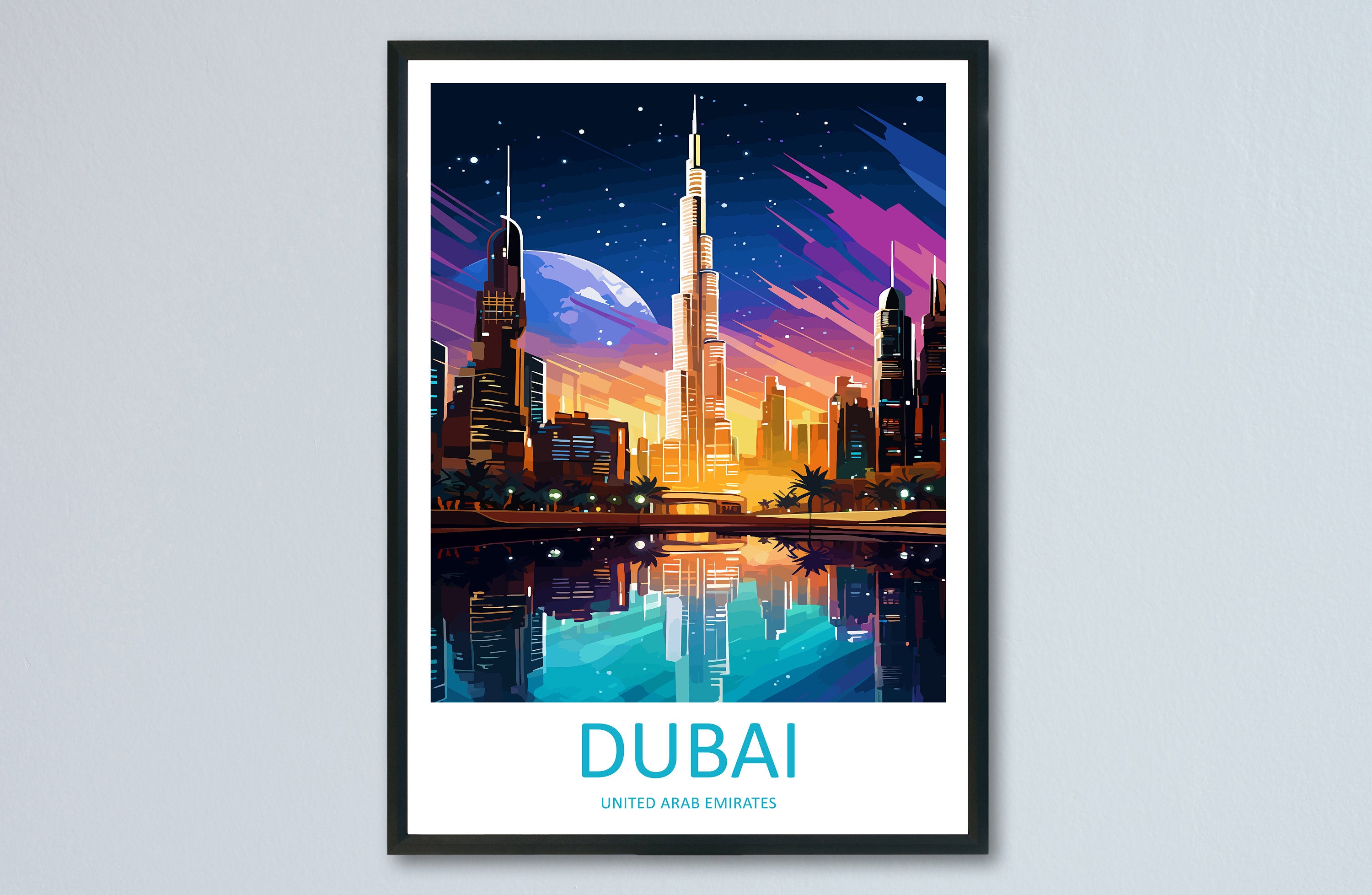 Dubai Travel Print Wall Art Dubai Wall Hanging Home Décor Dubai Gift Art Lovers Wall Art United States Emirates Travel Print Dubai Wall Art