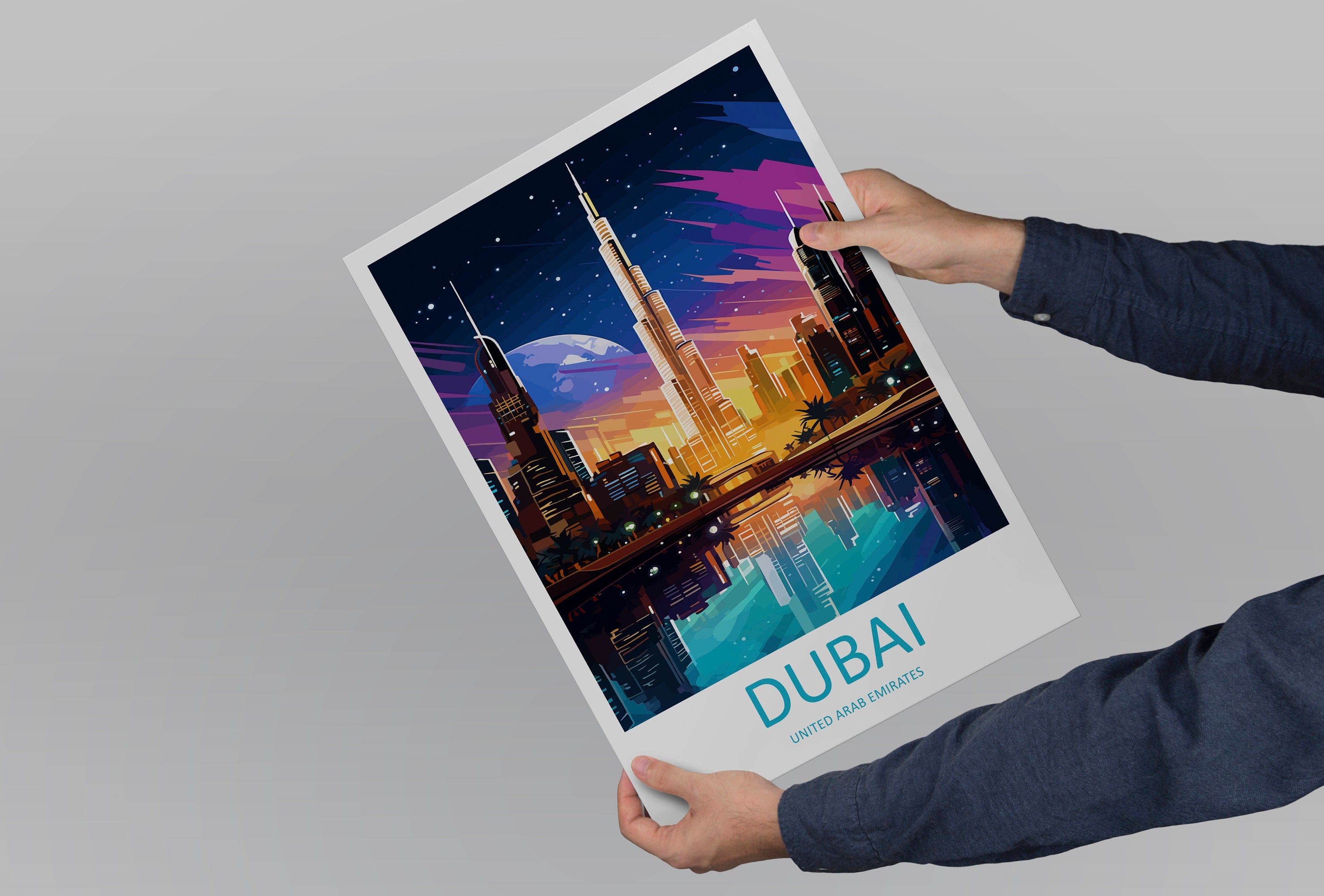 Dubai Travel Print Wall Art Dubai Wall Hanging Home Décor Dubai Gift Art Lovers Wall Art United States Emirates Travel Print Dubai Wall Art