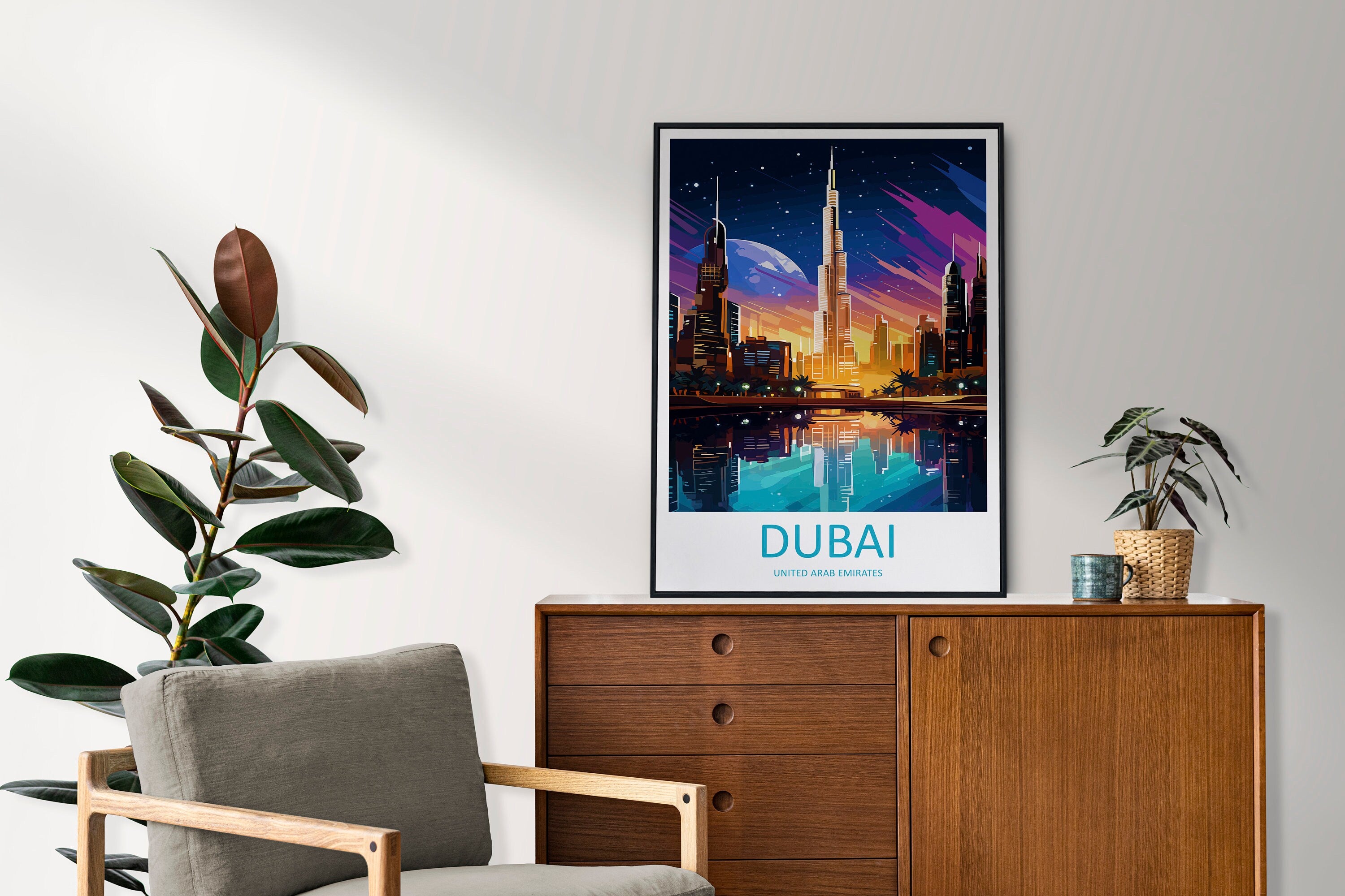 Dubai Travel Print Wall Art Dubai Wall Hanging Home Décor Dubai Gift Art Lovers Wall Art United States Emirates Travel Print Dubai Wall Art