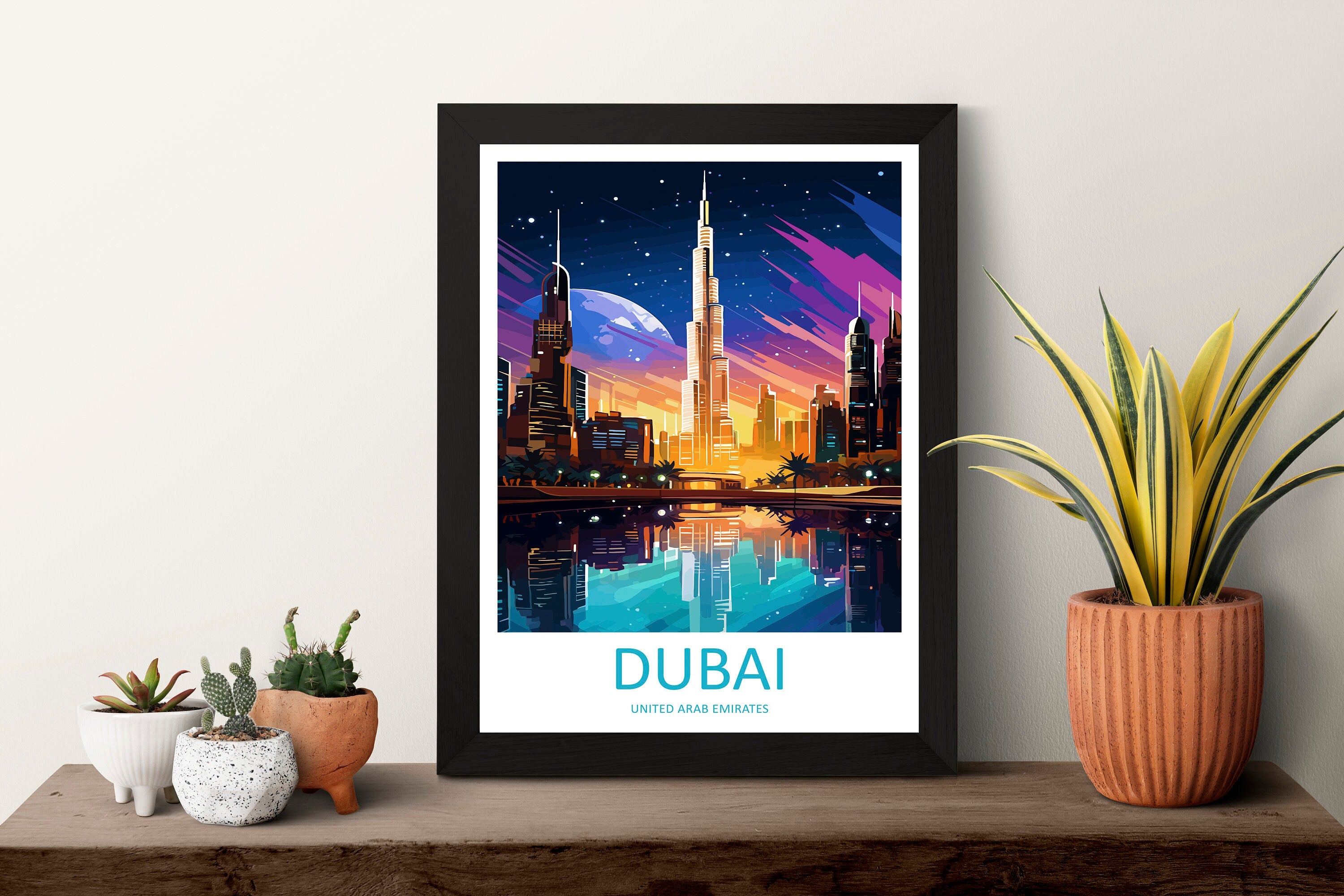 Dubai Travel Print Wall Art Dubai Wall Hanging Home Décor Dubai Gift Art Lovers Wall Art United States Emirates Travel Print Dubai Wall Art