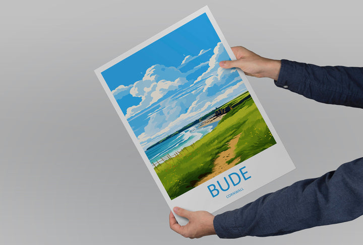 Bude Travel Print Wall Art Bude Wall Hanging Home Décor Bude Gift Art Lovers Cornwall Art Lover Gift